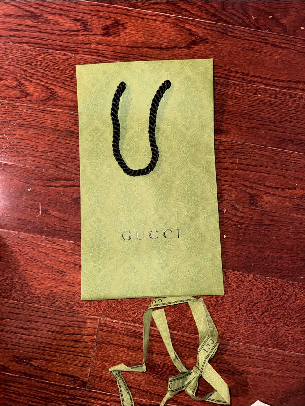 Gucci Green Gift Bag with Black Rope Handles
